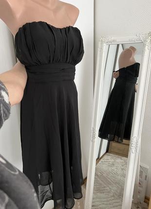 Черное шифоновое платье с открытыми плечами. платье шифоновое ...