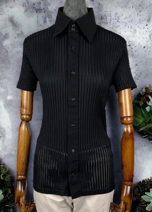 Чорна класична сорочка з коротким рукавом nara camicie