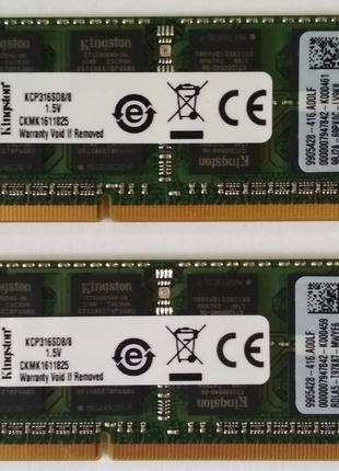 16gb 2x8gb DDR3 1600 Kingston 12800S Ram память PC3 1.5v