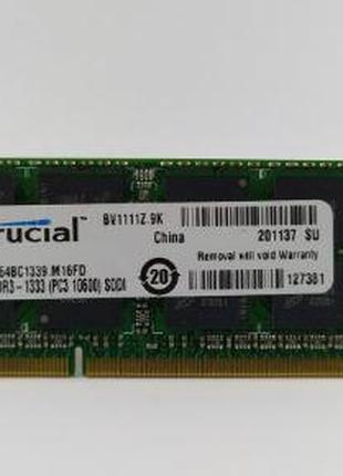 Для ноутбука 4GB DDR3 1333MHz Crucial PC3 10600S 2Rx8 RAM Опер...