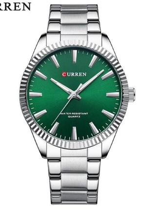Классические мужские наручные часы Curren 8425 Silver-Green