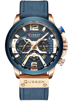 Классические мужские наручные часы Curren 8329 Blue-Gold