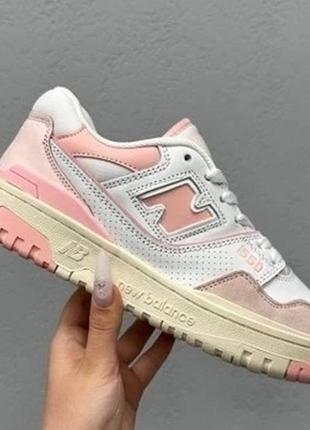 Кросівки жіночі new balance 550 white pink білі з рожевим