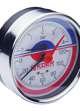 Термо-манометр аксиальный (Koer KM.812A) (0-4 bar), D=80мм, 1/...