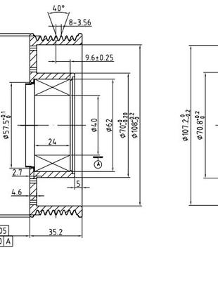 Шкив компрессора 10р15с кондиционера в сборе Denso 8pv 123мм