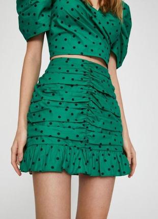 Зеленая юбка в горошек pull &amp; bear zara mango