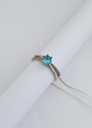 Серебряное кольцо голубой камень 16.5 размер