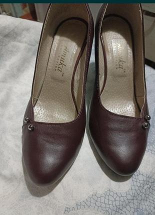 Кожаные, женские туфли 38 размер, 25 см