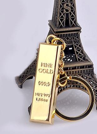 Брелок на ключи сувенир металл деньги золотой слиток 9999 мета...