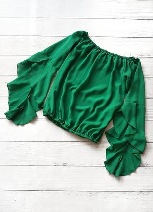 Блуза з фігурними рукавами boohoo зелена