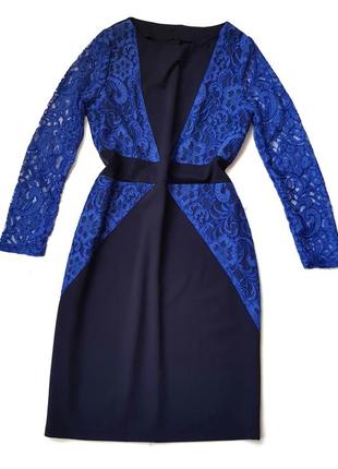 Платье темно-синее с синим гипюром