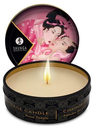 Масажна свічка Shunga Mini Massage Candle – Rose Petals (30 мл...