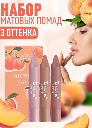 Помада-карандаш для губ teayason lipstick , набор 3 в 1 мини п...