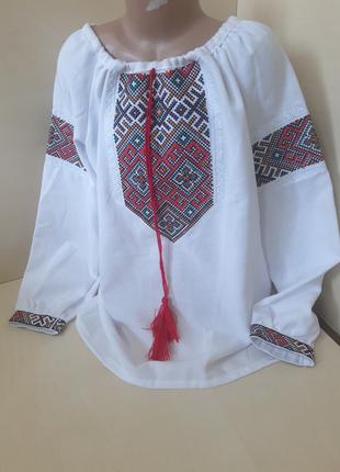 Рубашка Вышиванка для девочки Домотканый хлопок вышивка крести...