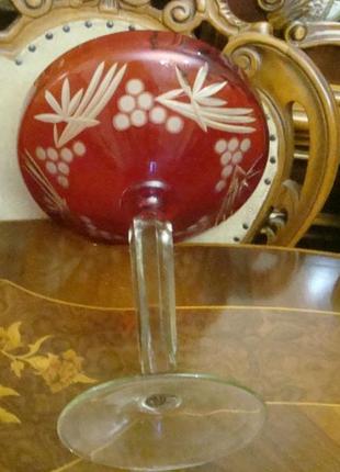 Старинная высокая ваза - фруктовница цветное стекло ссср 1950 ...