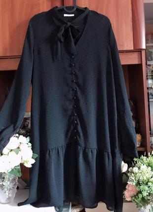 Трендовое черное шифоновое платье