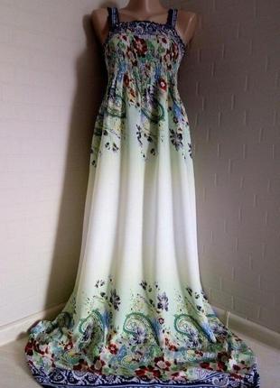 Летний хлопковый красивый длинный оверсайз сарафан-платье