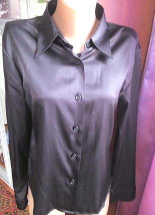 Атласная черная блуза benetton 46-48р