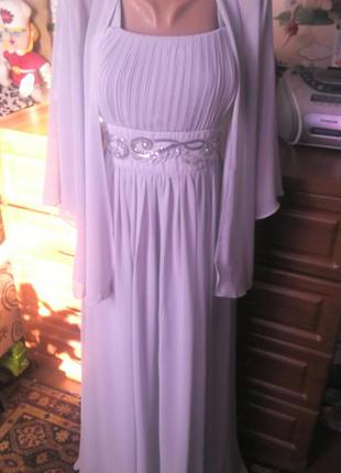 Обалденное нарядное шифоновое платье с накидкой на свадьбу,тор...