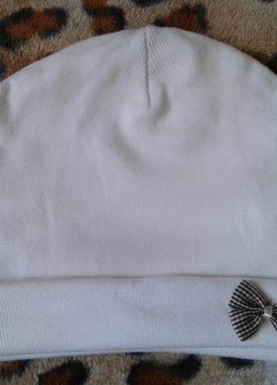Шапка шапочка двойная мелкая вязка демисезон с бантиком 3-6лет