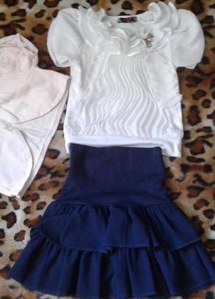 Комплект юбка блуза болеро можно в школу 5-7лет