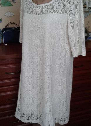 Dorothy perkins молочно-белое ажурное нарядное платье 48-50р