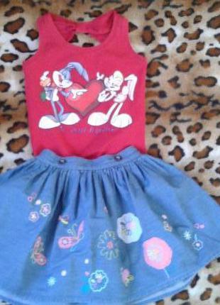 Monnalisa летний комплект майка и пышная юбка 5-6лет