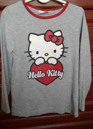 Hello kitty новая кофта-реглан-футболка с длинным рукавом дево...