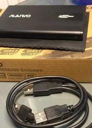 Внешний диск 320 Gb USB 2.0 металлический черный корпус с чехолом