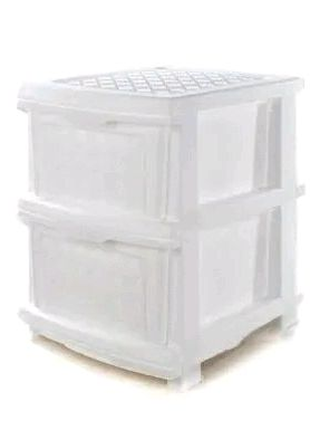 Пластиковый белый комод, шкафчик, органайзер, тумбочка на 2 ящика