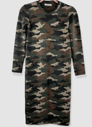 Zara новое платье миди в стиле милитари