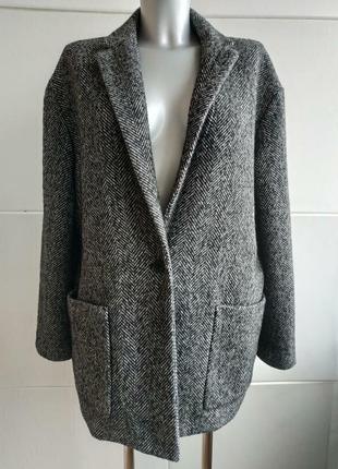 Брендовое женское теплое, шерстяное демисезонное пальто-пиджак