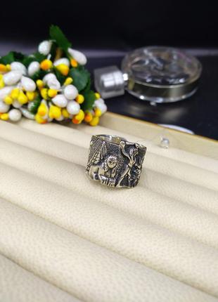 Серебряное массивное толстое кольцо египет чернение 925 скидка