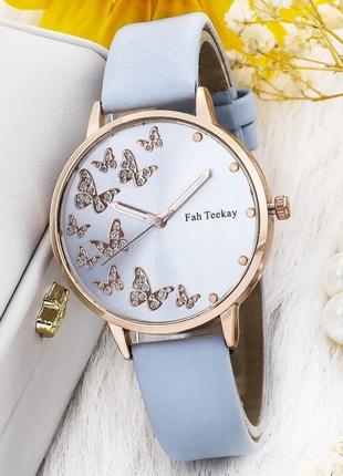 Часы Fah Teekay наручные женские с бабочками и стразами