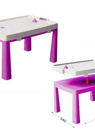 Пластиковый стол с насадкой для аэрохоккея (розовый)