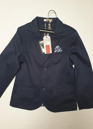 Стильный темно-синий хлопковый пиджак to be too (4-6 лет)