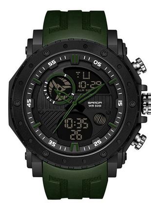 Спортивные тактические часы Sanda 6012 Green-Black противоудар...
