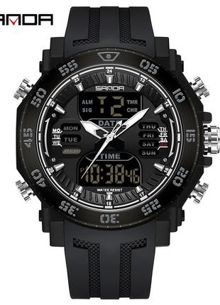 Спортивные тактические часы Sanda 6029 All Black противоударны...