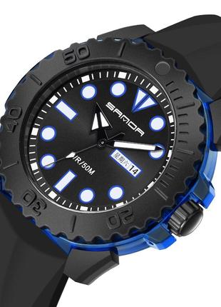 Спортивные тактические часы Sanda 3118 Black-Blue противоударн...