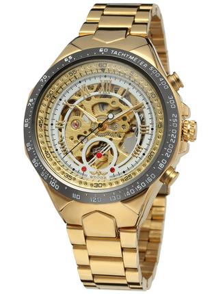 Мужские классические часы Winner 8067 Gold-Black-White Red Cri...