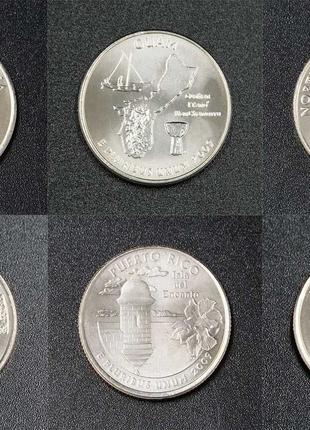 Набор из шести монет 25 центов - Штаты и территории США