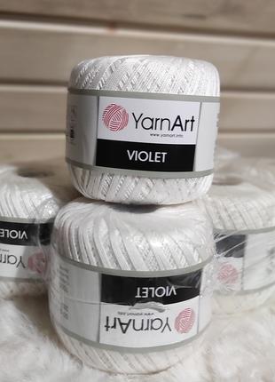 Нитки YarnArt Violet 003-white хлопок для ручного вязания
