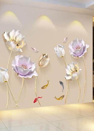 Наклейка на стіну 3D меблі вінілові інтер'єрні з квітами 180*1...