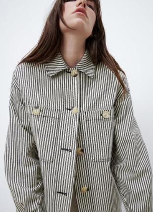 Куртка-сорочка zara у смужку розмір s та l оригінал нова колекція