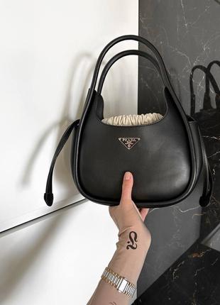 Женская сумка prada leather handbag black