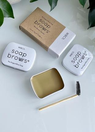Мыло для бровей wbco soap brows® + щеточка для бровей ручная р...