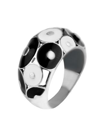 Кольцо серебряное с эмалью Круги 1435р, 19 размер