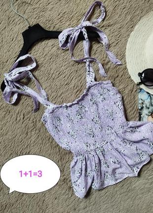 Шикарный лиловый топ бандо с завязками/блузка/блуза/майка