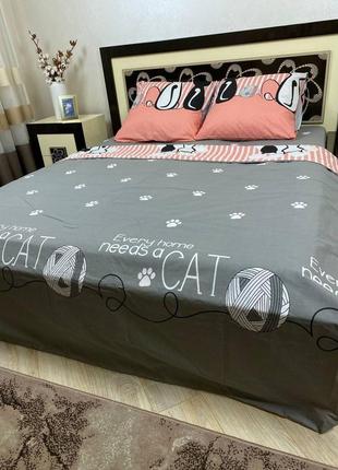 Комплект постельного белья "черный белый кот"