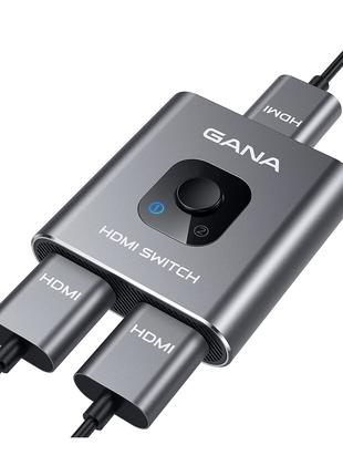 Перемикач HDMI Gana, розгалужувач HDMI алюмінієвий перемикач HDMI